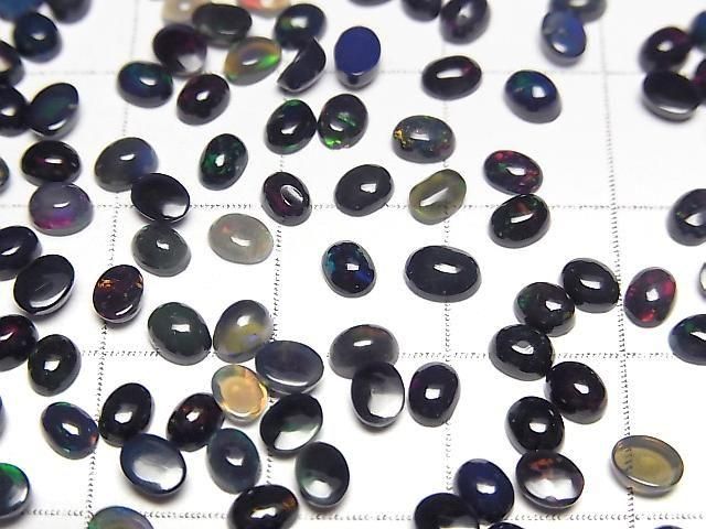 Hochwertig Schwarzer Opal AA++ ovaler Cabochon 4x3mm 20 Stück