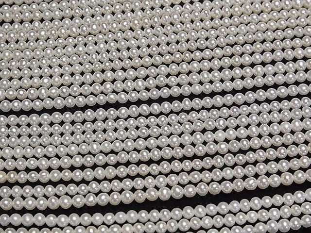 Frischwasserperle AAA Halb-Rund 3mm Weiß halb oder 1Strang Perlen (ca. 15 Zoll/37 cm)