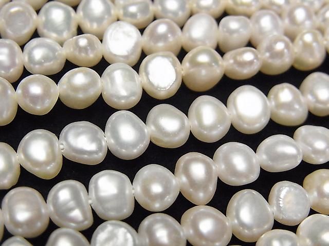 Perle d'eau douce AA++ Pomme de terre - Baroque 5.5-6mm Blanche 1 fil (environ 36cm)