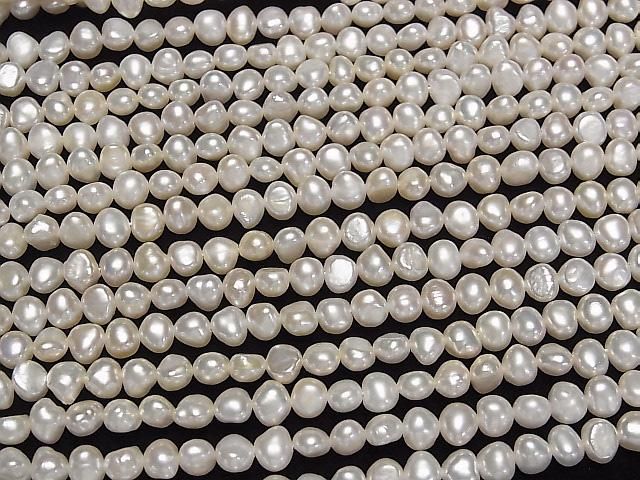 Perle d'eau douce AA++ Pomme de terre - Baroque 5.5-6mm Blanche 1 fil (environ 36cm)