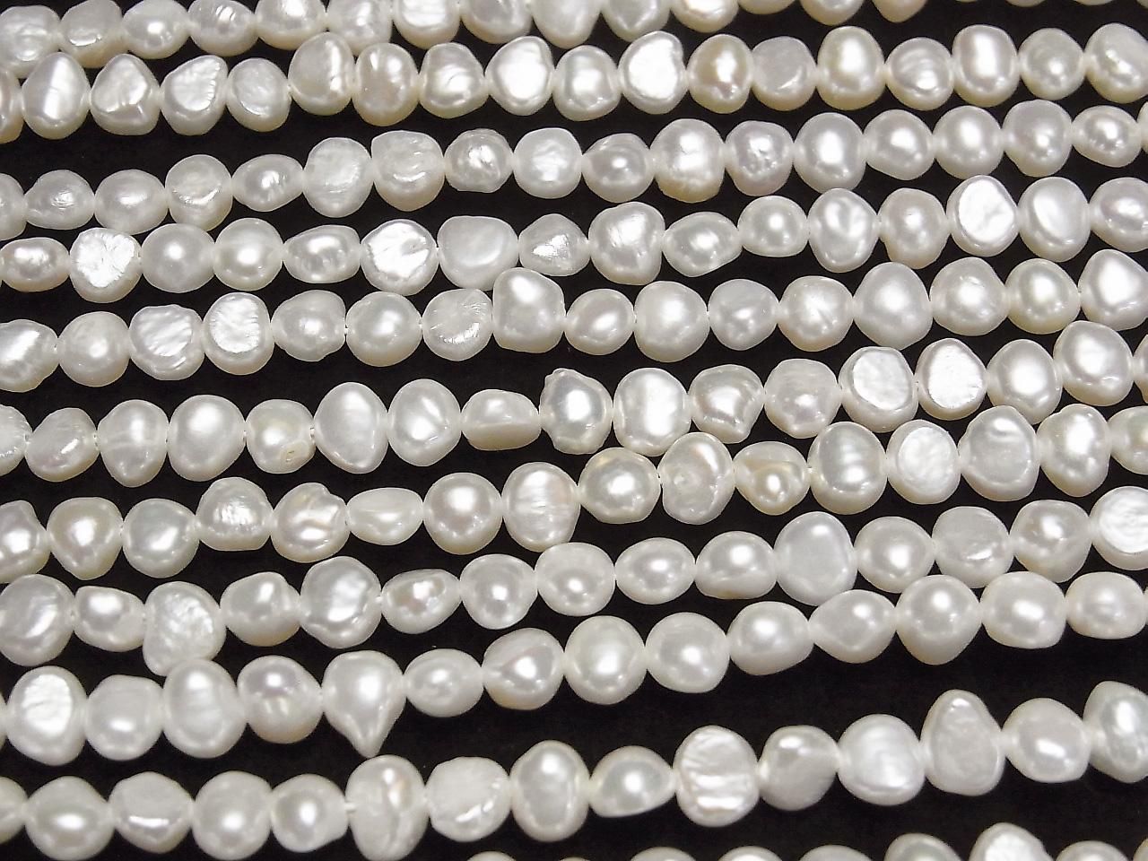 Perle d'eau douce AA++ Pomme de terre - Baroque 5.5-6mm Blanche 1 fil (environ 36cm)