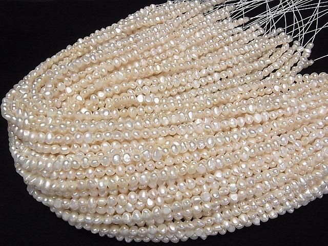 Perle d'eau douce AA++ Pomme de terre - Baroque 5.5-6mm Blanche 1 fil (environ 36cm)