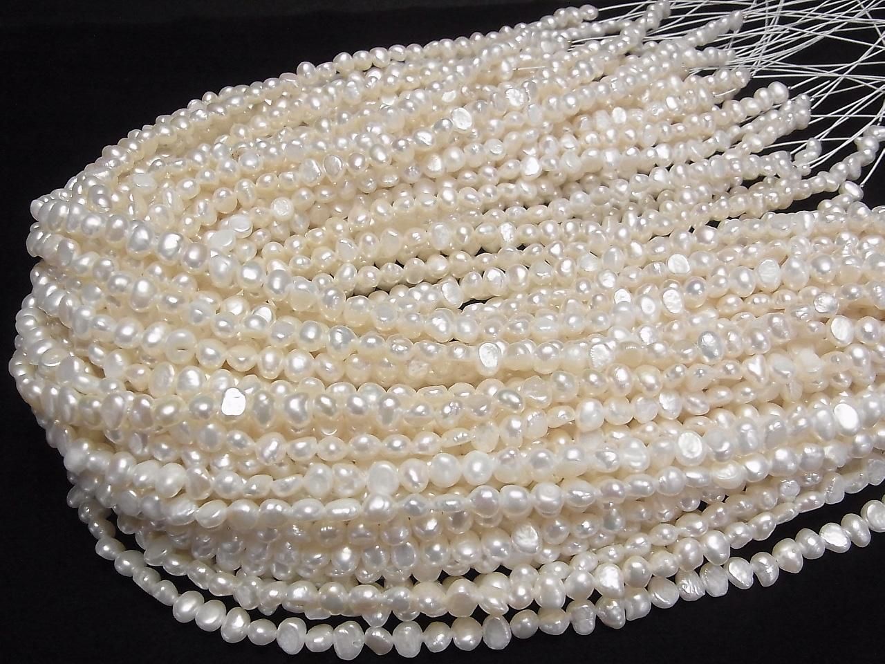 Perle d'eau douce AA++ Pomme de terre - Baroque 5.5-6mm Blanche 1 fil (environ 36cm)
