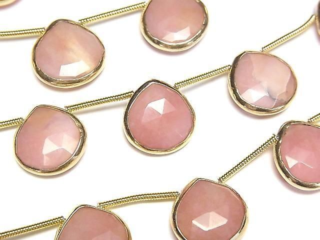 Pink Opal Bezel Setting Chestnut Faceted Briolette half or 1strand beads (aprx.6inch/14cm)