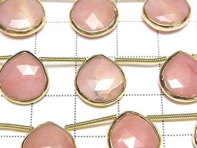Pink Opal Bezel Setting Chestnut Faceted Briolette half or 1strand beads (aprx.6inch/14cm)