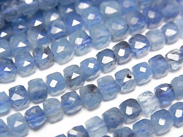 Hochwertig! Tiefblauer Aquamarin AA++ Würfelform 4.5x4.5x4.5mm halb oder 1 Strang Perlen (ca. 15 Zoll/36 cm)
