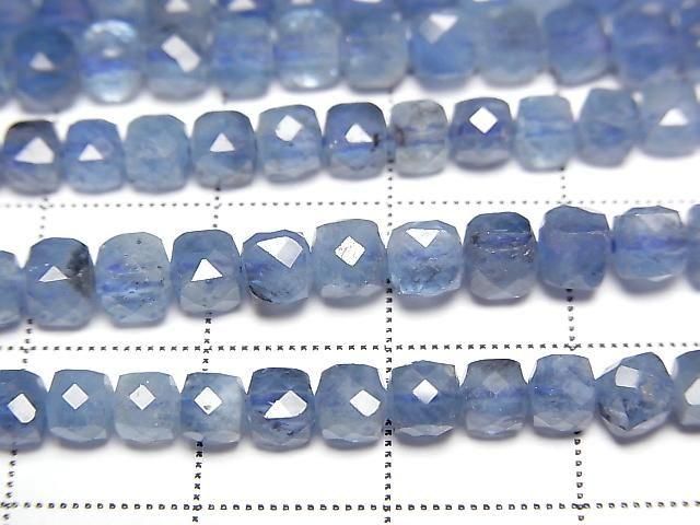 Hochwertig! Tiefblauer Aquamarin AA++ Würfelform 4.5x4.5x4.5mm halb oder 1 Strang Perlen (ca. 15 Zoll/36 cm)