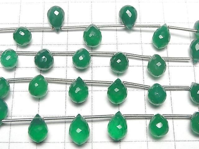 Hochwertiger grüner Onyx AAA Marquise Reis Facettiert Briolette 1 Strang Perlen (8 Stück)