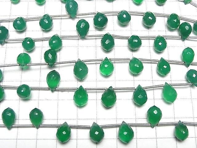 Hochwertiger grüner Onyx AAA Marquise Reis Facettiert Briolette 1 Strang Perlen (8 Stück)