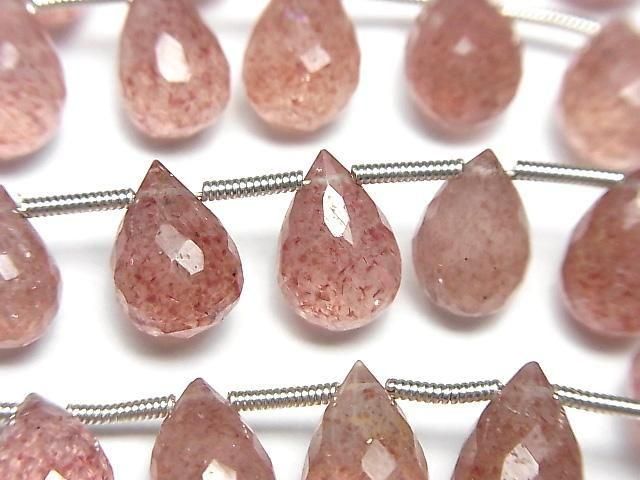 Hochwertiger rosa Epidot AA++ Tropfen facettiert Briolette 1Strang Perlen (18Stück)