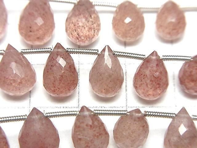 Hochwertiger rosa Epidot AA++ Tropfen facettiert Briolette 1Strang Perlen (18Stück)