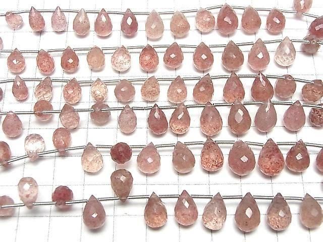 Hochwertiger rosa Epidot AA++ Tropfen facettiert Briolette 1Strang Perlen (18Stück)