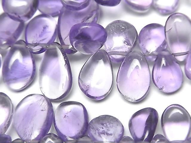 Hochwertiger hellfarbiger Amethyst AA++ Birnenform (glatt) 1 Strang Perlen (ca. 7 Zoll/18 cm)