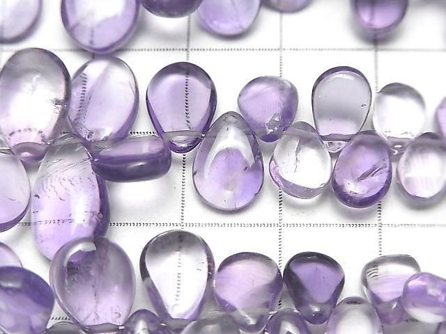 Hochwertiger hellfarbiger Amethyst AA++ Birnenform (glatt) 1 Strang Perlen (ca. 7 Zoll/18 cm)