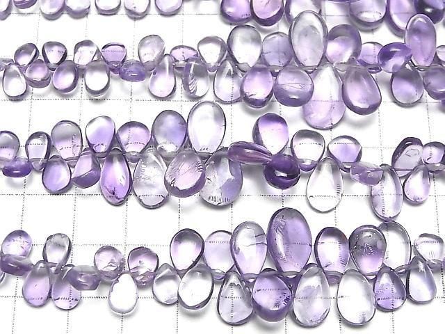 Hochwertiger hellfarbiger Amethyst AA++ Birnenform (glatt) 1 Strang Perlen (ca. 7 Zoll/18 cm)