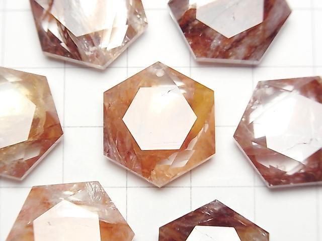 Roter Hematoidquarz AAA Hexagramm 20x18mm 1Stück