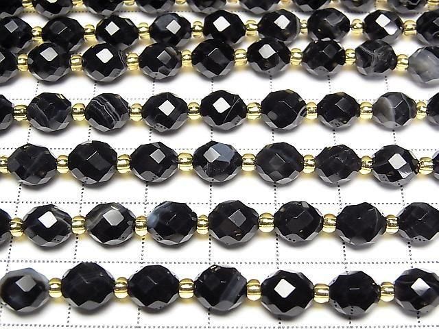 Hochwertig! Braun-Schwarzer Achat facettierter Reis 8x6x6mm 1 Strang Perlen (ca. 15 Zoll/36 cm)