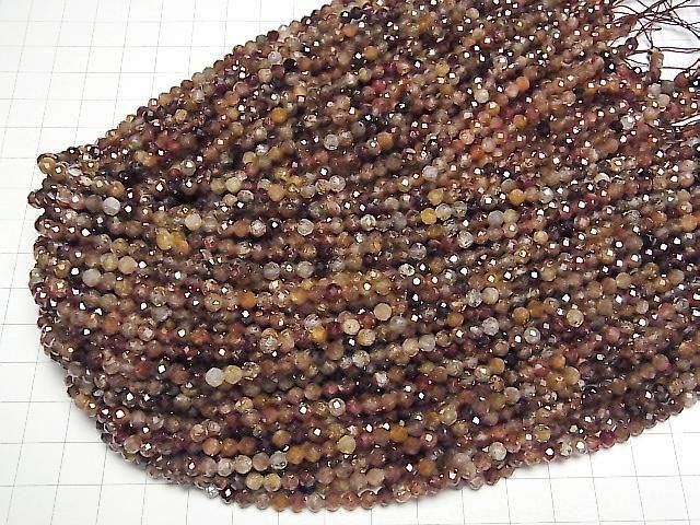 Hohe Qualität! Natürlicher Brauner Zirkon AA+ Facettiert Rund 4mm halb oder 1strang Perlen (ca. 15 Zoll/37 cm)