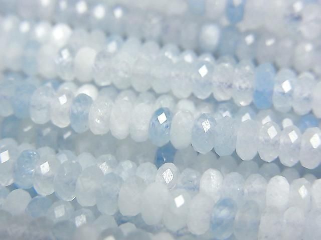 Hohe Qualität! Aquamarin AA++ Facettiert Knopf Rondelle 4x4x2mm 1strang Perlen (ca. 15 Zoll/37 cm)
