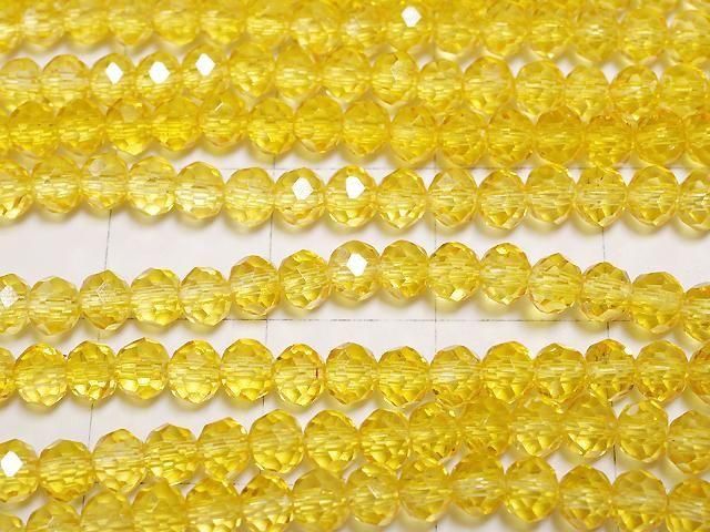 Glasperlen Facettiert Knopf Rondelle 3.5x3.5x2.5mm Klar Gelb 1strang Perlen (ca. 13 Zoll/32 cm)
