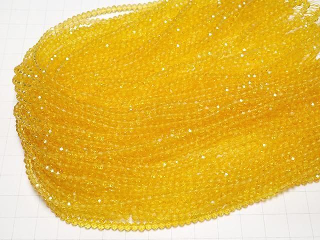 Glasperlen Facettiert Knopf Rondelle 3.5x3.5x2.5mm Klar Gelb 1strang Perlen (ca. 13 Zoll/32 cm)