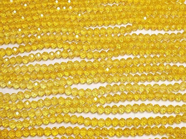 Glasperlen Facettiert Knopf Rondelle 4.5x4.5x3.5mm Klar Gelb 1strang Perlen (ca. 15 Zoll/38 cm)