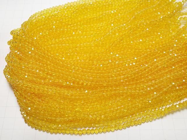 Glasperlen Facettiert Knopf Rondelle 4.5x4.5x3.5mm Klar Gelb 1strang Perlen (ca. 15 Zoll/38 cm)