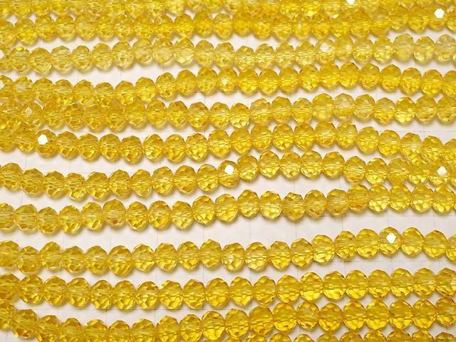 Glasperlen Facettiert Knopf Rondelle 6x6x4.5mm Klar Gelb 1strang Perlen (ca. 15 Zoll/37 cm)