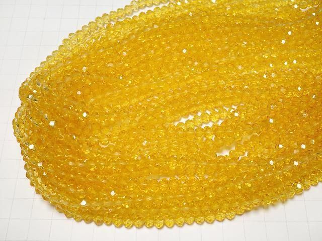Glasperlen Facettiert Knopf Rondelle 6x6x4.5mm Klar Gelb 1strang Perlen (ca. 15 Zoll/37 cm)