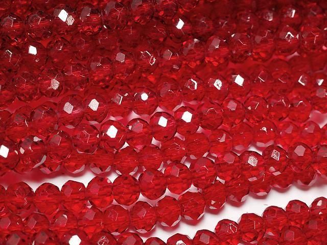 Glasperlen Facettiert Knopf Rondelle 3.5x3.5x2.5mm Klar Rot 1strang Perlen (ca. 13 Zoll/32 cm)