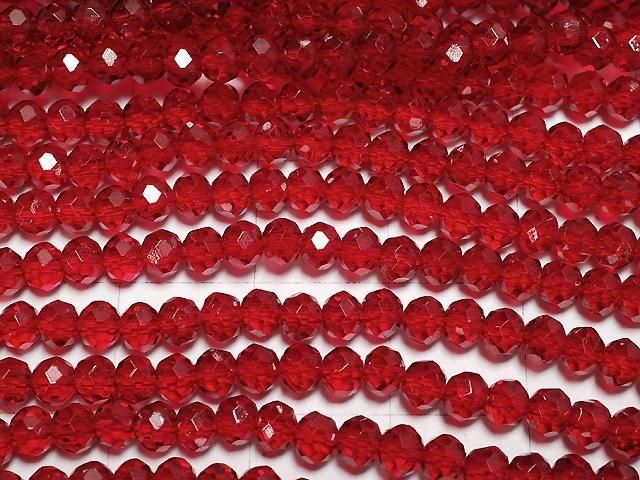 Glasperlen Facettiert Knopf Rondelle 3.5x3.5x2.5mm Klar Rot 1strang Perlen (ca. 13 Zoll/32 cm)