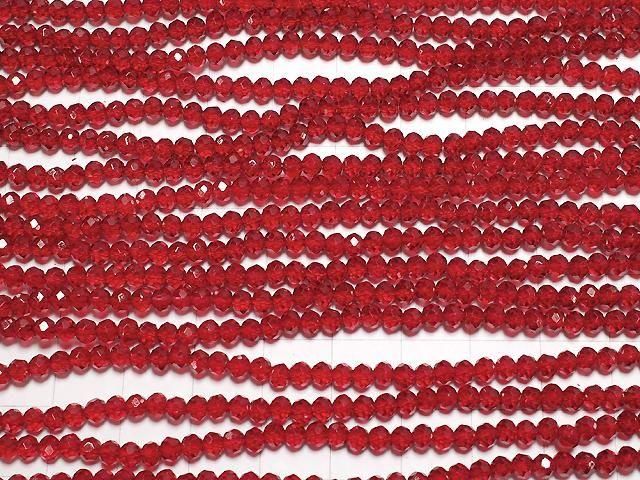 Glasperlen Facettiert Knopf Rondelle 3.5x3.5x2.5mm Klar Rot 1strang Perlen (ca. 13 Zoll/32 cm)