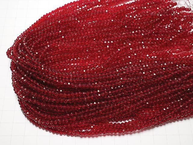 Glasperlen Facettiert Knopf Rondelle 3.5x3.5x2.5mm Klar Rot 1strang Perlen (ca. 13 Zoll/32 cm)
