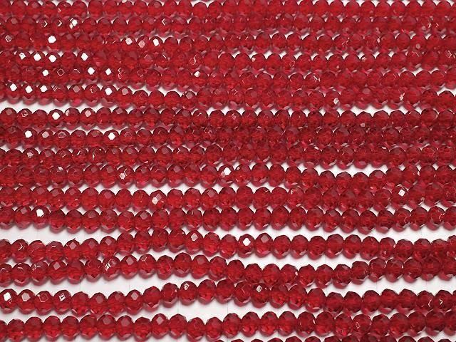 Glasperlen Facettiert Knopf Rondelle 4.5x4.5x3.5mm Klar Rot 1strang Perlen (ca. 15 Zoll/38 cm)