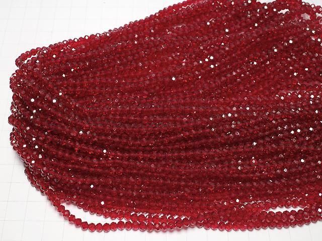 Glasperlen Facettiert Knopf Rondelle 4.5x4.5x3.5mm Klar Rot 1strang Perlen (ca. 15 Zoll/38 cm)