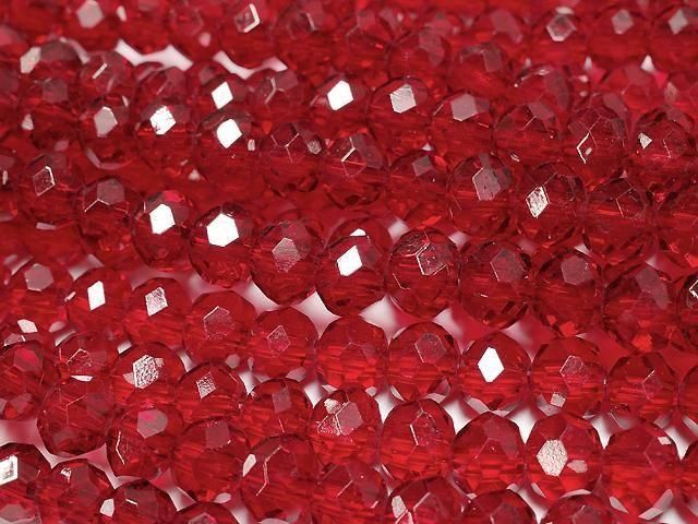 Glasperlen facettierte Knopf-Rondelle 6x6x4,5mm klar rot 1Strang Perlen (ca. 15 Zoll/37 cm)