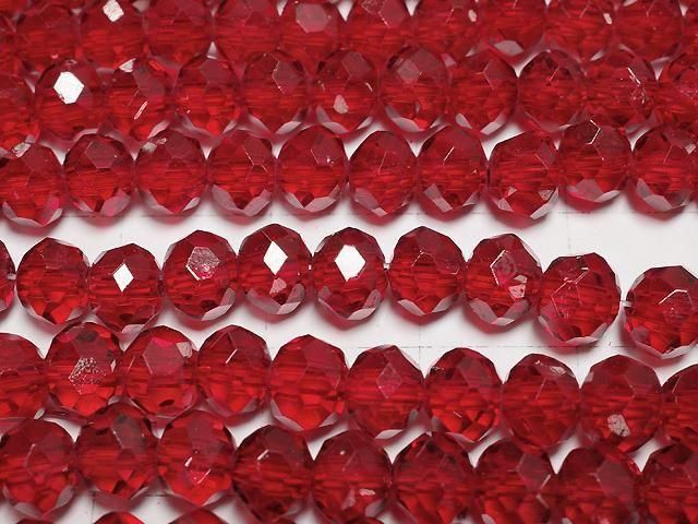 Glasperlen facettierte Knopf-Rondelle 6x6x4,5mm klar rot 1Strang Perlen (ca. 15 Zoll/37 cm)
