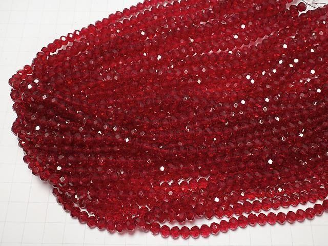 Glasperlen facettierte Knopf-Rondelle 6x6x4,5mm klar rot 1Strang Perlen (ca. 15 Zoll/37 cm)