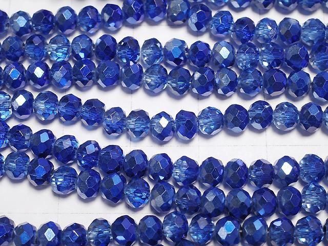Glasperlen facettierte Knopf-Rondelle 4,5x4,5x3,5mm blau halb-beschichtet 1Strang Perlen (ca. 15 Zoll/37 cm)