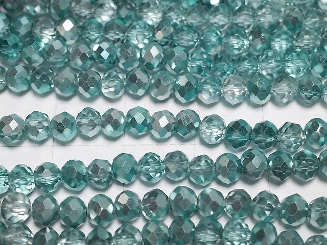 Glasperlen facettierte Knopf-Rondelle 4,5x4,5x3,5mm aqua grün halb-beschichtet 1Strang Perlen (ca. 15 Zoll/38 cm)