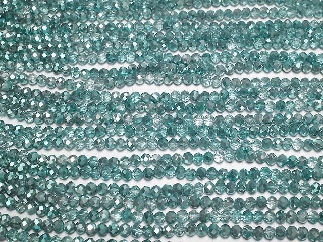 Glasperlen facettierte Knopf-Rondelle 4,5x4,5x3,5mm aqua grün halb-beschichtet 1Strang Perlen (ca. 15 Zoll/38 cm)