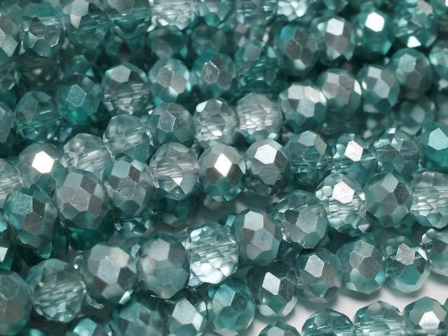 Glasperlen facettierte Knopf-Rondelle 6x6x4,5mm aqua grün halb-beschichtet 1Strang Perlen (ca. 15 Zoll/37 cm)