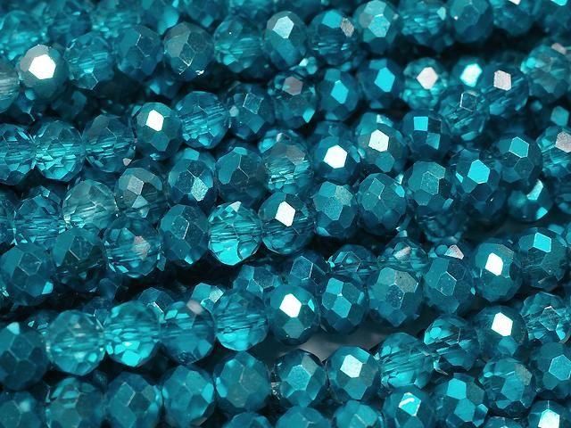 Glasperlen facettierte Knopf-Rondelle 4,5x4,5x3,5mm blau-grün halb-beschichtet 1Strang Perlen (ca. 15 Zoll/38 cm)