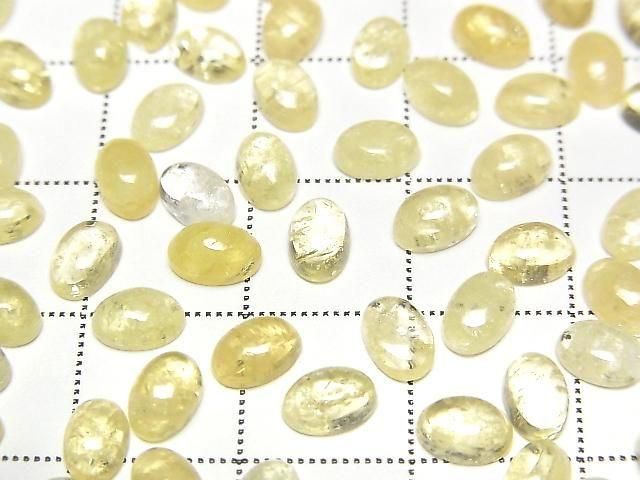Gelber Danburit ovaler Cabochon 6x4mm 2 Stück