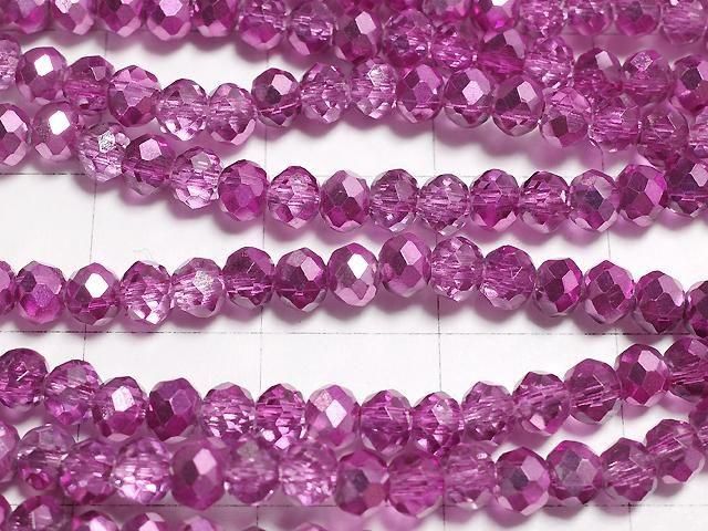 Glasperlen facettierte Knopf-Rondelle 3,5x3,5x2,5mm rosa lila halb-beschichtet 1Strang Perlen (ca. 13 Zoll/32 cm)