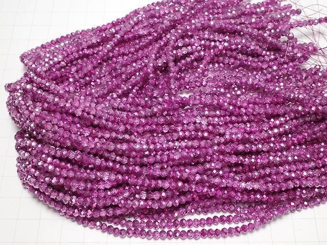 Glasperlen facettierte Knopf-Rondelle 3,5x3,5x2,5mm rosa lila halb-beschichtet 1Strang Perlen (ca. 13 Zoll/32 cm)