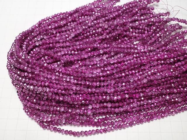 Glasperlen facettierte Knopf-Rondelle 4,5x4,5x3,5mm rosa lila halb-beschichtet 1Strang Perlen (ca. 15 Zoll/36 cm)