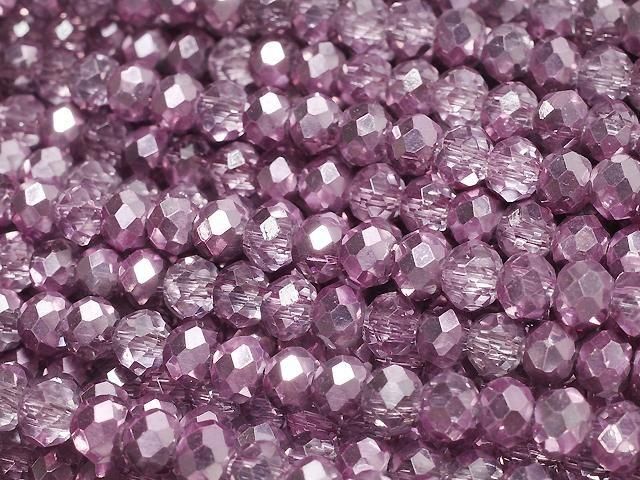 Glasperlen facettierte Knopf-Rondelle 3,5x3,5x2,5mm rauchig rosa halb-beschichtet 1Strang Perlen (ca. 13 Zoll/32 cm)