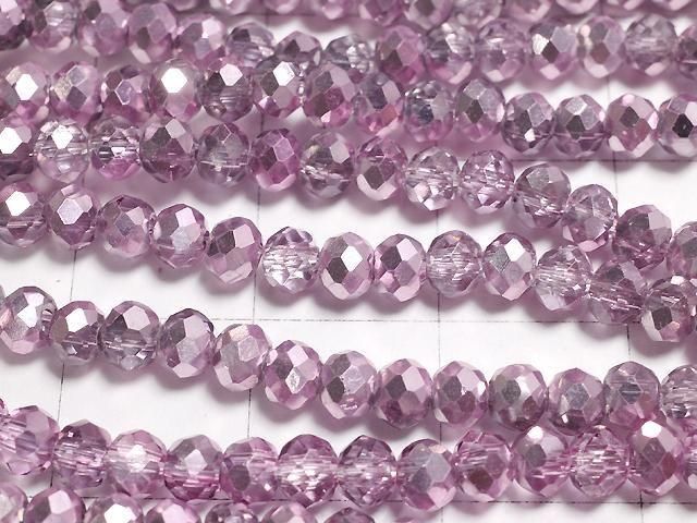Glasperlen facettierte Knopf-Rondelle 3,5x3,5x2,5mm rauchig rosa halb-beschichtet 1Strang Perlen (ca. 13 Zoll/32 cm)