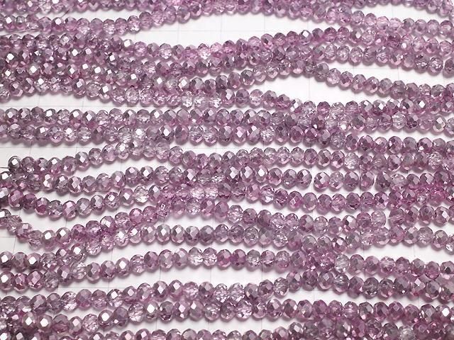 Glasperlen facettierte Knopf-Rondelle 3,5x3,5x2,5mm rauchig rosa halb-beschichtet 1Strang Perlen (ca. 13 Zoll/32 cm)